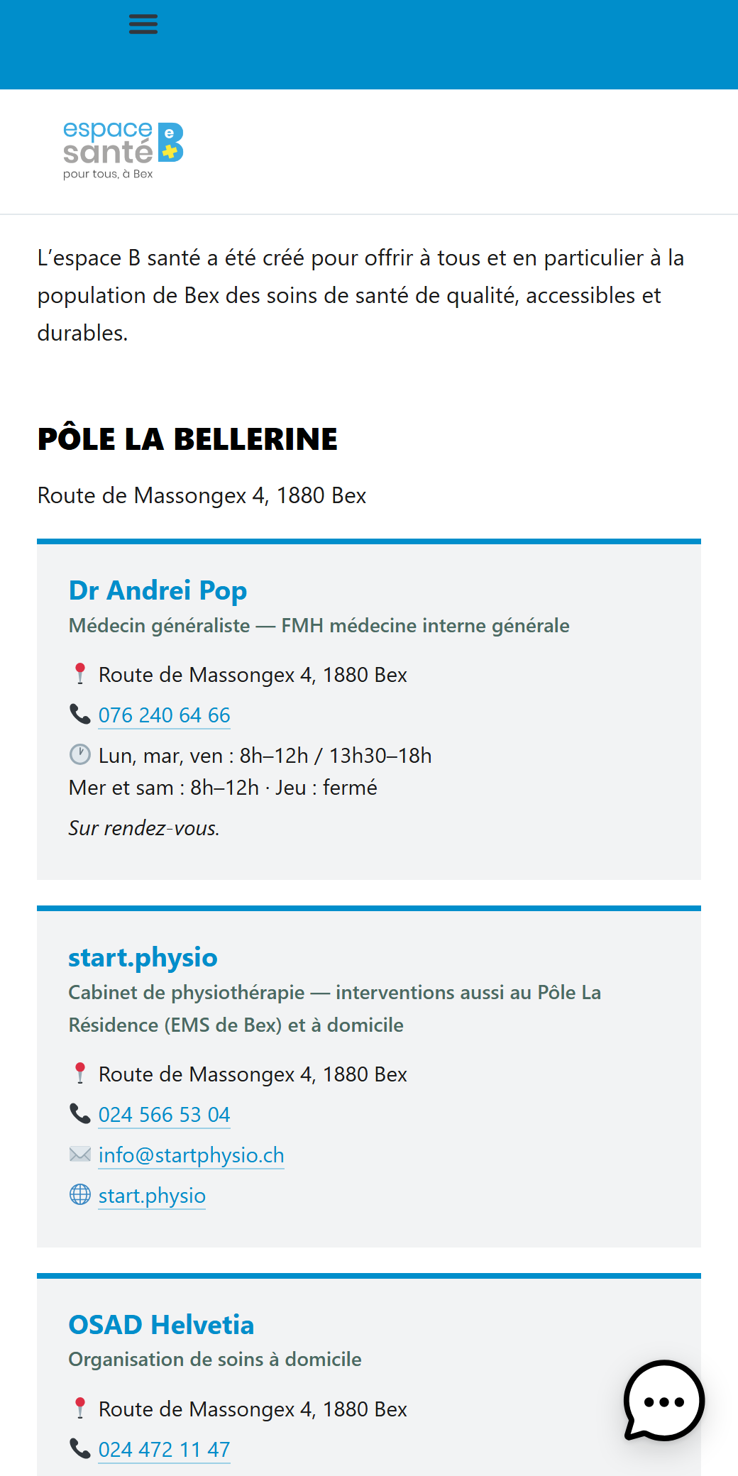 Le site b-sante.ch affiché sur un téléphone mobile